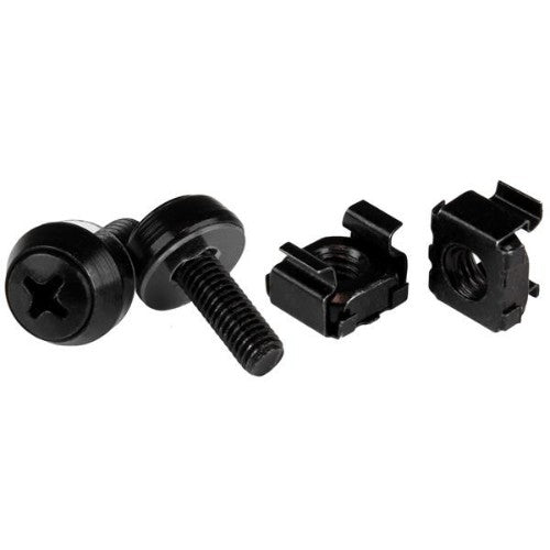 StarTech.com 50-Pack M5 12mm Screws, Square Hole Cage Nuts and Installation Tool, Hardware Mounting Kit for 19" or 10" Server Racks, Cabinets and Enclosures, Black - TAA