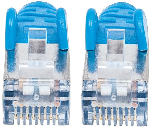 Intellinet Network Patch Cable, Cat6A, 2m, Blue, Copper, S/FTP, LSOH / LSZH, PVC, RJ45, Gold Plated Contacts, Snagless, Booted, Lifetime Warranty