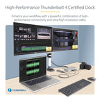 StarTech.com Universal USB4 & Thunderbolt 4 Docking Station, Quad Display on Windows, Dual Display on MacBook, HDMI DP Dock with 100W Laptop Charging