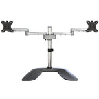 StarTech.com Dual Monitor Stand - Ergonomic Desktop Monitor Stand for up to 32" (17.6lb/8kg) VESA Displays - Free-Standing Articulating Universal Computer Monitor Mount - Adjustable Height - Silver