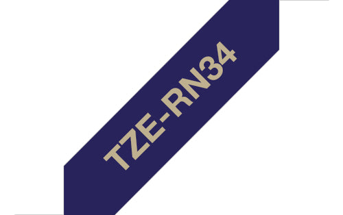 Brother TZE-RN34 DirectLabel gold on Navy blue non adhesive textil 12mm x 4m for Brother P-Touch TZ 3.5-18mm/6-12mm/6-18mm/6-24mm/6-36mm