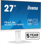 iiyama ProLite 27” QHD IPS technology panel with USB hub and 100Hz refresh rate and 150mm height adjustable stand