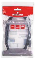 Intellinet Network Patch Cable, Cat5e, 1.5m, Black, CCA, U/UTP, PVC, RJ45, Gold Plated Contacts, Snagless, Booted, Lifetime Warranty