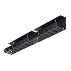 StarTech.com 2-Pack Under Desk Cable Management Tray, 42" Long (21" Per Tray), Metal Slotted Style Cable Organizer, Screw-On Install, Power Bar Holder, Black, TAA