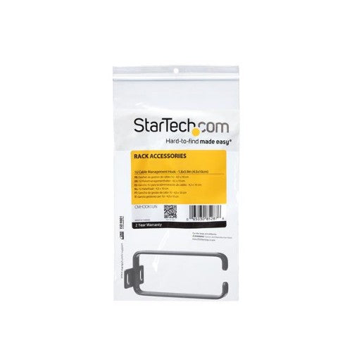 StarTech.com 1U Vertical 1.8 x 3.9in (4.5 x 10cm) Server Rack Cable Management D-Ring Hook; Network Rack-Mount Cord Organizer; Cable Manager for 19" and 10" Cabinets