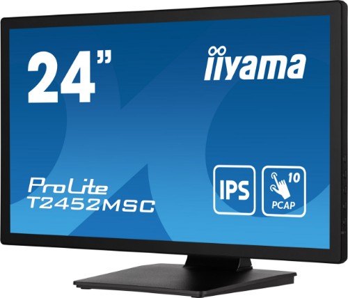 iiyama ProLite 23.8” PCAP 10pt touchscreen monitor featuring IPS panel technology, Edge-to-Edge glass design and anti fingerprint coating