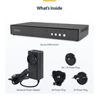 StarTech.com Secure 4-Port Dual-Monitor KVM Switch, 1x DisplayPort In to 2x HDMI Out, 4K 60Hz, NIAP 4.0 Desktop KVM, CAC, Metal Housing, Made in the USA