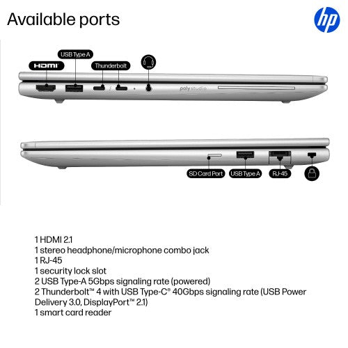 HP EliteBook 6 G1iR Intel Core 5 120U Laptop 35.6 cm (14") WUXGA 16 GB DDR5-SDRAM 512 GB SSD Wi-Fi 6E (802.11ax) Windows 11 Pro Silver