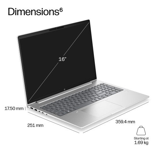 HP ProBook 4 G2i 16 AI PC Intel Core 7 350 Laptop 40.6 cm (16") WUXGA 16 GB DDR5-SDRAM 512 GB SSD Wi-Fi 6E (802.11ax) Windows 11 Pro Silver