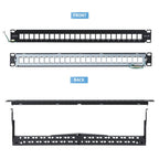 StarTech.com 24 Port 1U Blank Keystone Patch Panel with Cable Management Bar, Rackmount Cat6 Patch Panel for RJ45 STP Ethernet Network Jacks