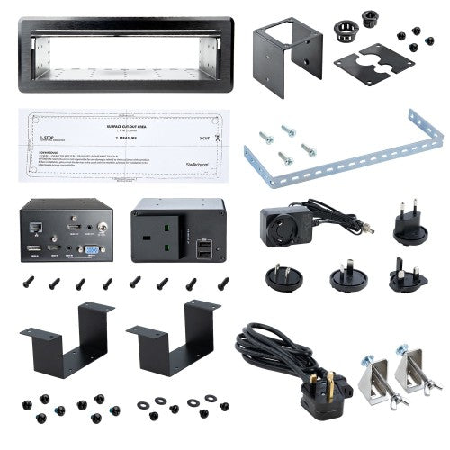 StarTech.com Conference Table Box for AV Connectivity & Power/Charging - 4K HDMI output with HDMI, DP, & VGA Inputs, GbE, Audio - Charging Station w/ 2x USB-A & 1x CE Certified UK Plug