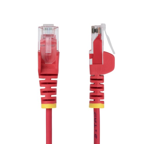 StarTech.com 2.5m Red Slim CAT6 Ethernet Cable, Snagless, 100W PoE, UTP, LSZH, 28AWG Pure Bare Copper Wire, Slim RJ45 Network Patch Cord w/Strain Reliefs, Individually Tested
