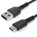 StarTech.com 3ft (1m) USB-A to USB-C Fast Charging Cable, Rugged, Charge & Sync, 3A, USB 2.0, Black TPE Jacket and Aramid Fiber - USB Charging Cord