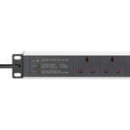Intellinet 19" 1U PDU 7-way UK, Surge Protection, Rackmount, Power Distribution Unit, UK 3-pin outlets, 3m power cord, output