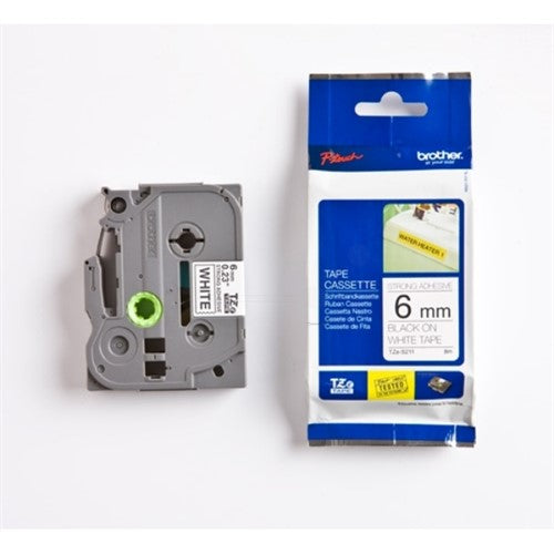 Brother TZE-S211 DirectLabel black on white extra strong Laminat 6mm x 8m for Brother P-Touch TZ 3.5-18mm/6-12mm/6-18mm/6-24mm/6-36mm