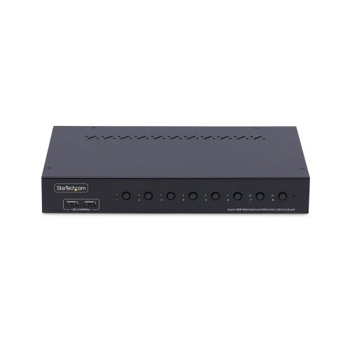 StarTech.com 8-Port HDMI KVM Switch with 1U Rack Mount Kit, 4K 60Hz HDMI 2.0, Push-Button & Hotkey Switching, 4-Port USB Hub, OS Independent, TAA Compliant