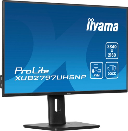 iiyama ProLite 27’’ 4K IPS technology panel with RJ45 (LAN), KVM Switch and USB-C Dock with 96W power delivery
