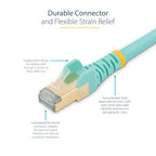 StarTech.com 1m CAT6a Ethernet Cable - 10 Gigabit Shielded Snagless RJ45 100W PoE Patch Cord - 10GbE STP Network Cable w/Strain Relief - Aqua Individually Tested/Wiring is UL Certified/TIA