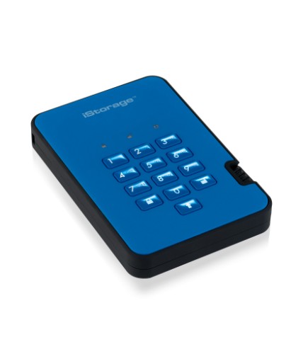 iStorage diskAshur² HDD 500 GB Blue | Secure Portable Hard Drive |AES-XTS 256-bit Hardware Encryption | PIN protected | OS & Platform Independent | TAA Compliant|Brute force hack defence | Dust/Water Resistant