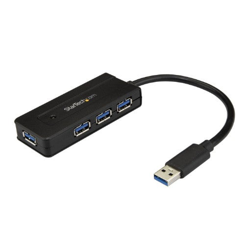 StarTech.com 4 Port USB 3.0 Hub (SuperSpeed 5Gbps) with Fast Charge – Portable USB 3.2 Gen1 Type-A Laptop/Desktop Hub - USB Bus Power or Self Powered for High Performance – Mini/Compact