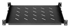 Intellinet 19" Fixed Shelf (adjustable), 1U, 350mm shelf depth, 350 to 550mm adjustable rail depth, Max 20kg, Black, Lifetime warranty