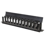 Intellinet 19" Cable Management Panel, 19" Rackmount Cable Manager, 1U, with Cover, Black