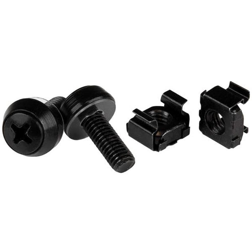 StarTech.com 50-Pack M6 12mm Screws, Square Hole Cage Nuts and Installation Tool, Hardware Mounting Kit for 19" or 10" Server Racks, Cabinets and Enclosures, Black - TAA