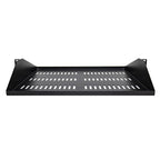 StarTech.com 2U Server Rack Shelf, Center Mounted Universal Vented Rackmount Cantilever Tray for 19" Network Equipment Rack, Heavy Duty Steel, 200lb Capacity, 14" Deep, Black