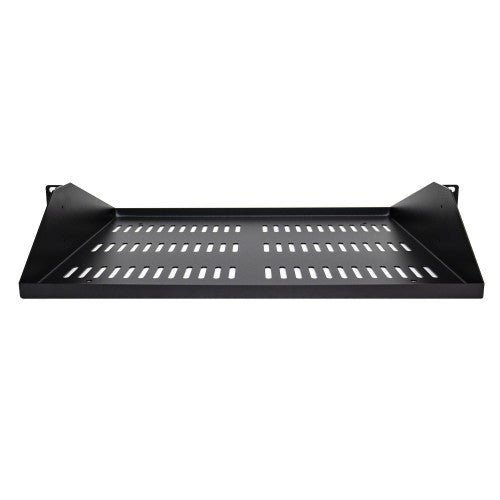 StarTech.com 2U Server Rack Shelf, Center Mounted Universal Vented Rackmount Cantilever Tray for 19" Network Equipment Rack, Heavy Duty Steel, 200lb Capacity, 14" Deep, Black