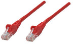 Intellinet Network Patch Cable, Cat6, 0.25m, Red, CCA, U/UTP, PVC, RJ45, Gold Plated Contacts, Snagless, Booted, Lifetime Warranty
