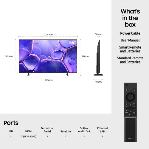 Samsung UE55U8000FKXXU TV 139.7 cm (55") 4K Ultra HD Smart TV Wi-Fi Black