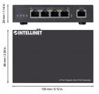 Intellinet 4-Port Gigabit Ultra PoE Extender, Adds up to 100 m (328 ft.) to PoE Range, 90 W PoE Power Budget, Four PSE Ports with up to 30 W Output, IEEE 802.3bt/at/af Compliant, Metal Housing