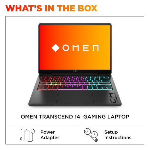 HP OMEN Transcend 14-fb1509na Intel Core Ultra 9 285H Laptop 35.6 cm (14") 3K 32 GB LPDDR5x-SDRAM 1 TB SSD NVIDIA GeForce RTX 5070 Wi-Fi 7 (802.11be) Windows 11 Home AI PC Black