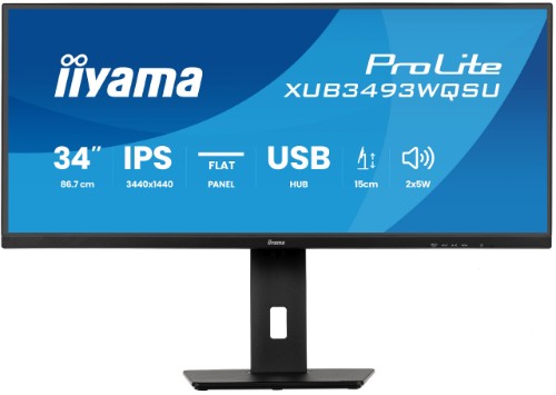 iiyama ProLite XUB3493WQSU-B6 computer monitor 86.4 cm (34") 3440 x 1440 pixels UltraWide Quad HD LED Black