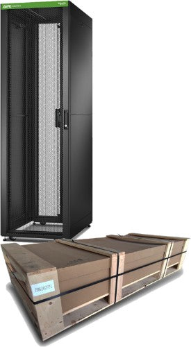 APC Easy Rack, 42U, Black, With Roof, Castors, Feet, 4 Brackets, and Side Panels, No Bottom, 1991H x 600W x 1000D mm
