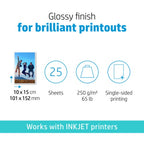 HP Advanced Photo Paper Glossy 250 g/m2 10 x 15 cm (101 x 152 mm) 25 sheets