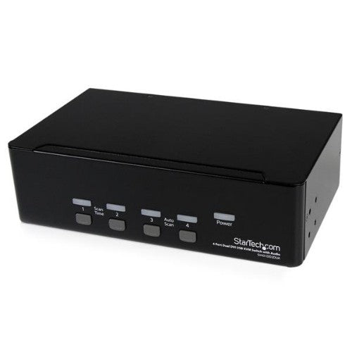 StarTech.com 4 Port Dual DVI USB KVM Switch with Audio & USB 2.0 Hub - TAA