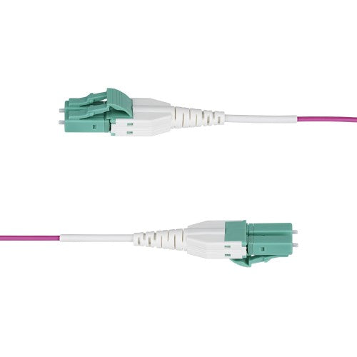 StarTech.com 3m (10ft) LC to LC (UPC) OM4 Multimode Fiber Optic Cable, Erika Violet, 50/125µm, 40G/100G, LOMMF/VCSEL, Uniboot Fiber Jumper Cord, OFNR Riser Rated