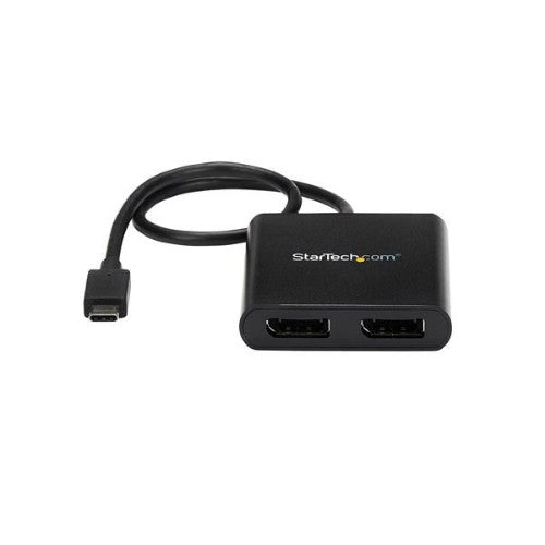 StarTech.com USB-C to Dual DisplayPort 1.2 Adapter, USB Type-C Multi-Monitor MST Hub, Dual 4K 30Hz/1080p 60Hz DP Laptop Display Extender / Splitter, Extra-Long Built-In Cable - Windows Only