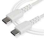 StarTech.com 6.6ft (2m) USB-C Fast Charging Cable, Rugged, Charge & Sync, 60W (3A) PD, USB 2.0, White TPE Jacket and Aramid Fiber - USB C Charging Cord