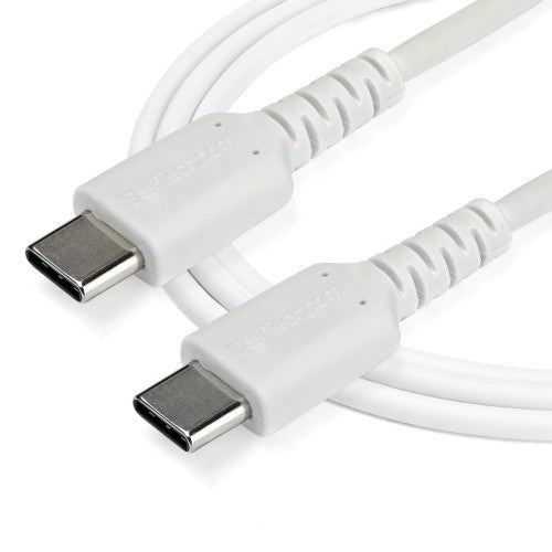 StarTech.com 6.6ft (2m) USB-C Fast Charging Cable, Rugged, Charge & Sync, 60W (3A) PD, USB 2.0, White TPE Jacket and Aramid Fiber - USB C Charging Cord