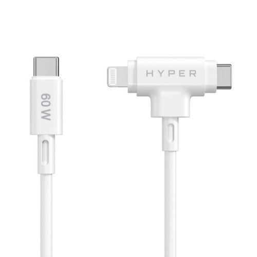 HYPER HyperJuice USB cable USB 2.0 1.5 m USB C USB C/Lightning White