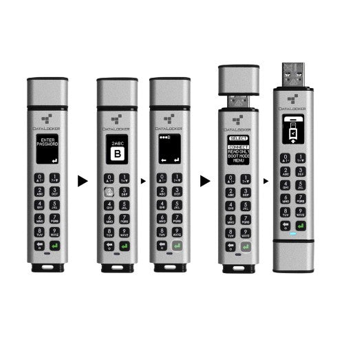 DataLocker Sentry K350 64 GB Encrypted USB Drive, FIPS 140-3 L3, AES 256-bit, MIL-STD-810G, Display with Keypad, USB A Connector compatible with 3.2 Gen 1 & USB 2.0