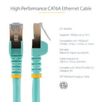 StarTech.com 7m CAT6a Ethernet Cable - 10 Gigabit Shielded Snagless RJ45 100W PoE Patch Cord - 10GbE STP Network Cable w/Strain Relief - Aqua Individually Tested/Wiring is UL Certified/TIA