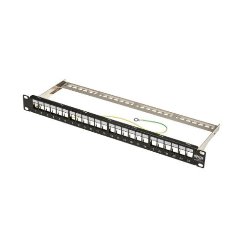 Tripp Lite N062-024-KJ-SH 24-Port 1U Rack-Mount Shielded Blank Keystone/Multimedia Patch Panel, RJ45 Ethernet, USB, HDMI, Cat5e/6