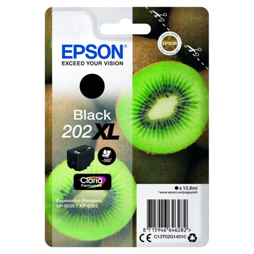 Epson C13T02G14010/202XL Ink cartridge black high-capacity, 550 pages 13.8ml for Epson XP 6000