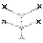 StarTech.com Desk Mount Quad Monitor Arm – Premium Articulating VESA 4 Monitor Mount 2x2 up to 30" (24.8lb/11.3kg) – Ergonomic Height Adjustable Pole Mount - Tilt/Swivel/Rotate - C-Clamp/Grommet - Silver - TAA