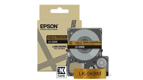 Epson C53S672093/LK-5KBM DirectLabel-etikettes black on gold 18mm x 8m for Epson LabelWorks LW-C 410/610