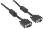Manhattan VGA Monitor Cable (with Ferrite Cores), 3m, Black, Male to Male, HD15, Cable of higher SVGA Specification (fully compatible), Shielding with Ferrite Cores helps minimise EMI interference for improved video transmission, Lifetime Warranty