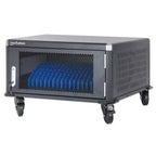 Manhattan Laptop Charging Cabinet Desktop via AC Adapter (UK) x20 Bay, Install device's AC Adapter (power cables) into unit, Suitable for ALL laptops (to 15.6"), iPads, MacBooks, Chromebooks, other USB-C devices, Bays 380x30x280mm, Cart, Lockable